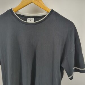 Gymshark Shirt Men's Medium Black White contrast trim Short Sleeve Spell Out